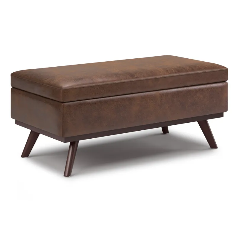 Owen - Lift Top Large Coffee Table Storage Ottoman - Distressed Chestnut Brown