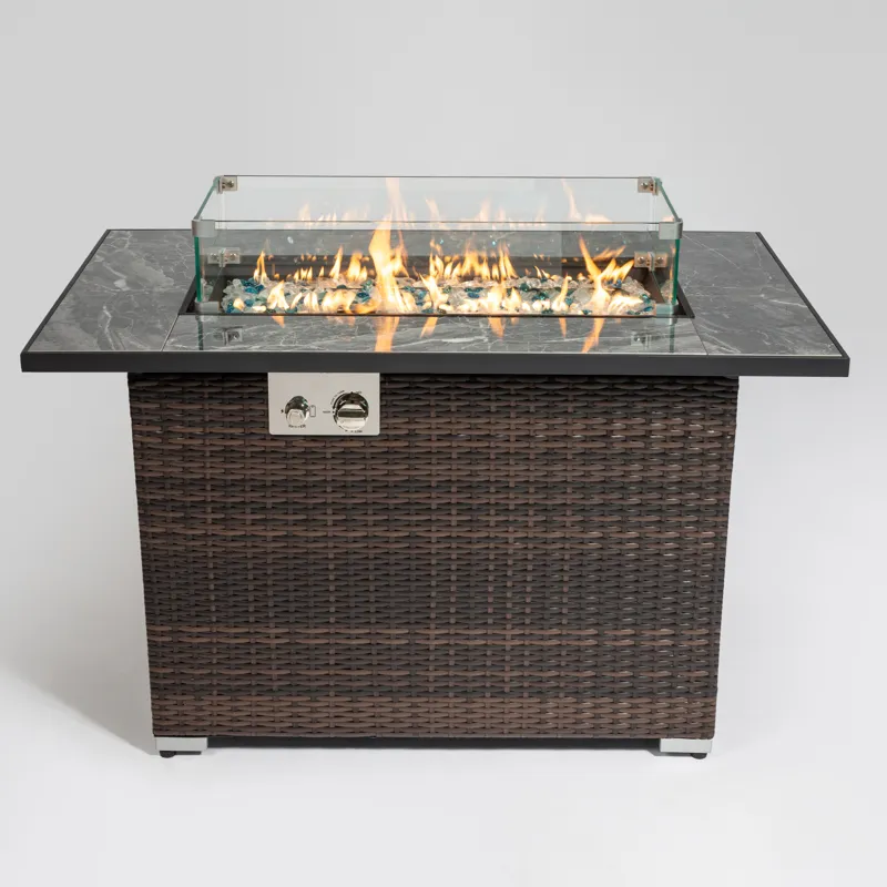 44\" Outdoor Fire Pit Table, Propane Fire Table With Ceramic Tabletop Gas Fire Table - Espresso