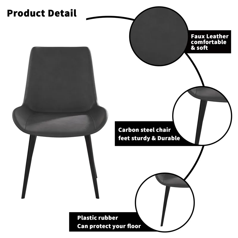 Modern Dining Chair Living Room Metal Leg Dining Chair (Set of 2) - Black / Gray