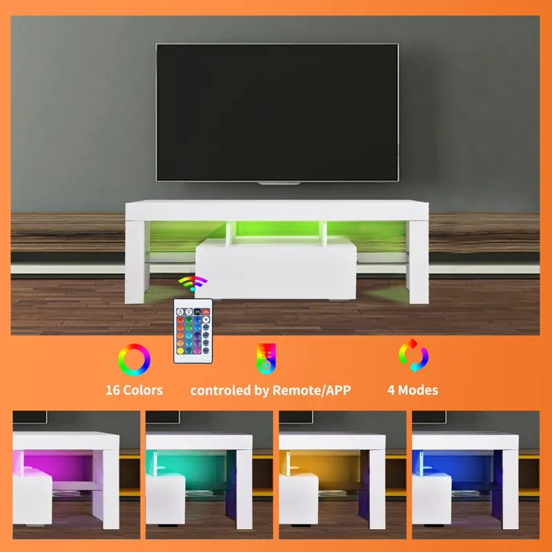TV Stand With Storage 43\" LED Modern TV Media Console Entertainment Center With Drawer TV Cabinet F