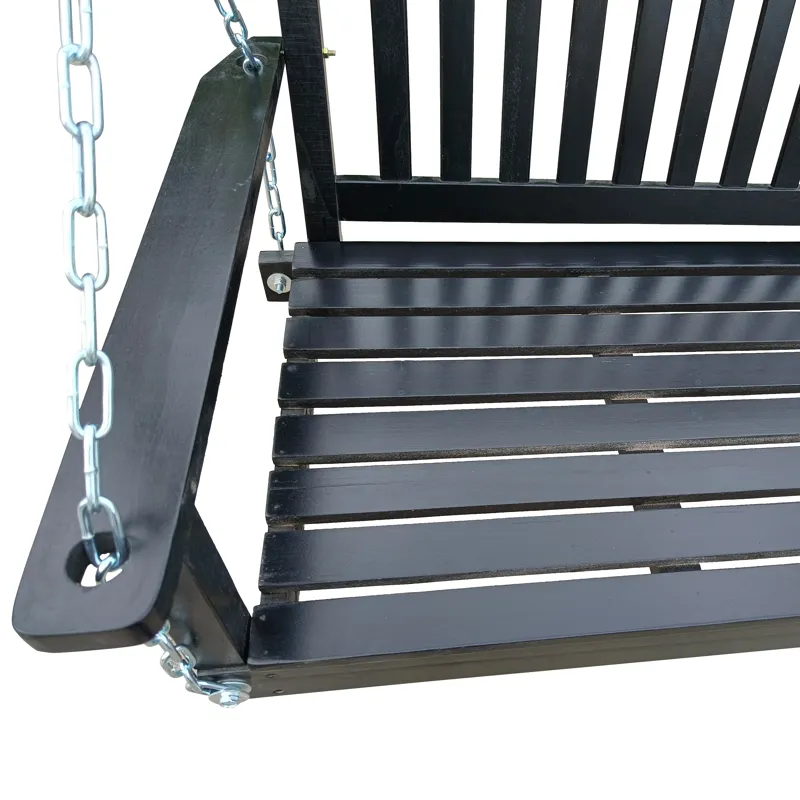 Front Porch Swing With Armrests For Outdoor Patio, Garden Yard, Backyard Or Sunroom - Black