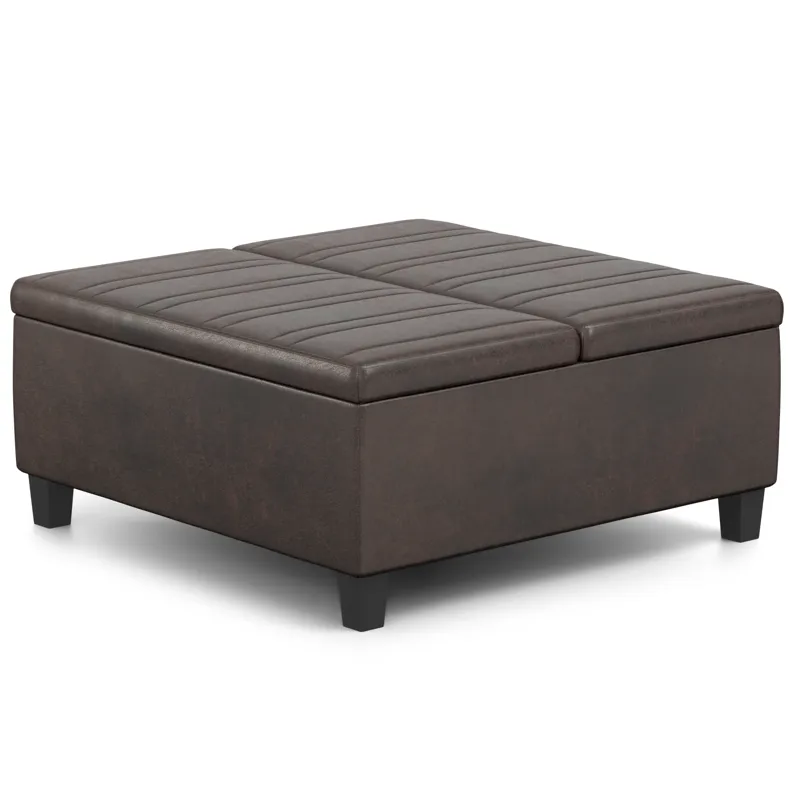 Ellis - Coffee Table Storage Ottoman - Distressed Brown