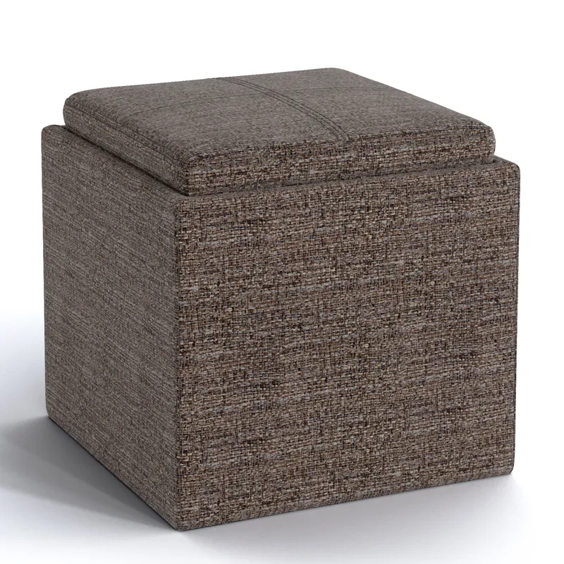 Rockwood - Cube Storage Ottoman with Tray - Mink Brown