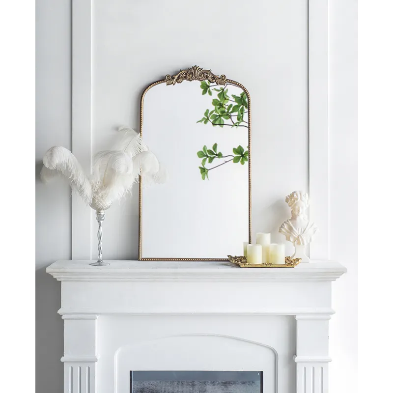 Arch Mirror, Baroque Inspired Wall Decor For Bathroom, Bedroom, Living Room - Gold