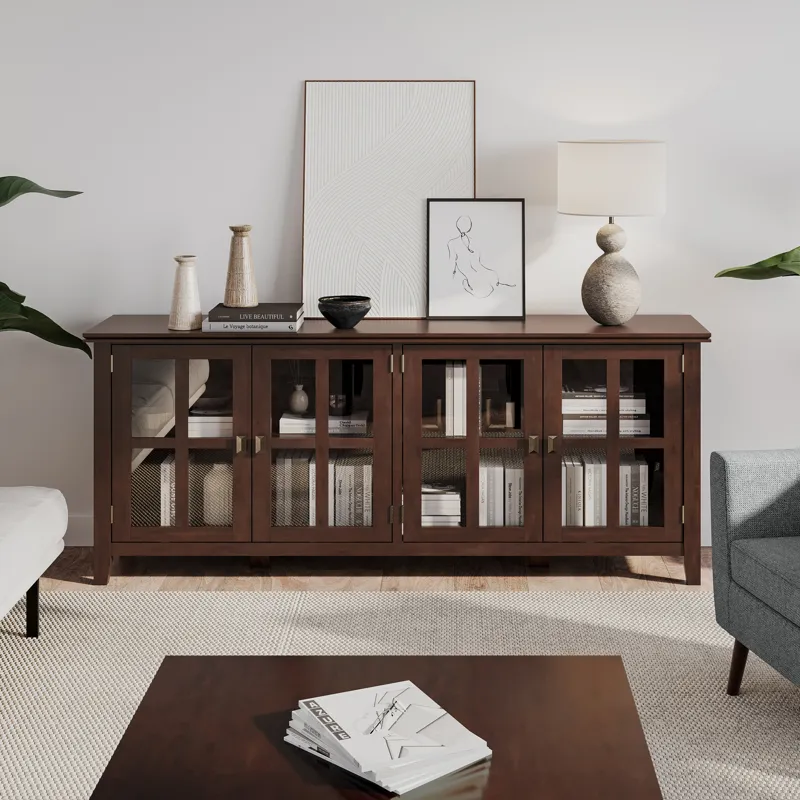 Artisan - Wide 4 Door Storage Cabinet - Russet Brown