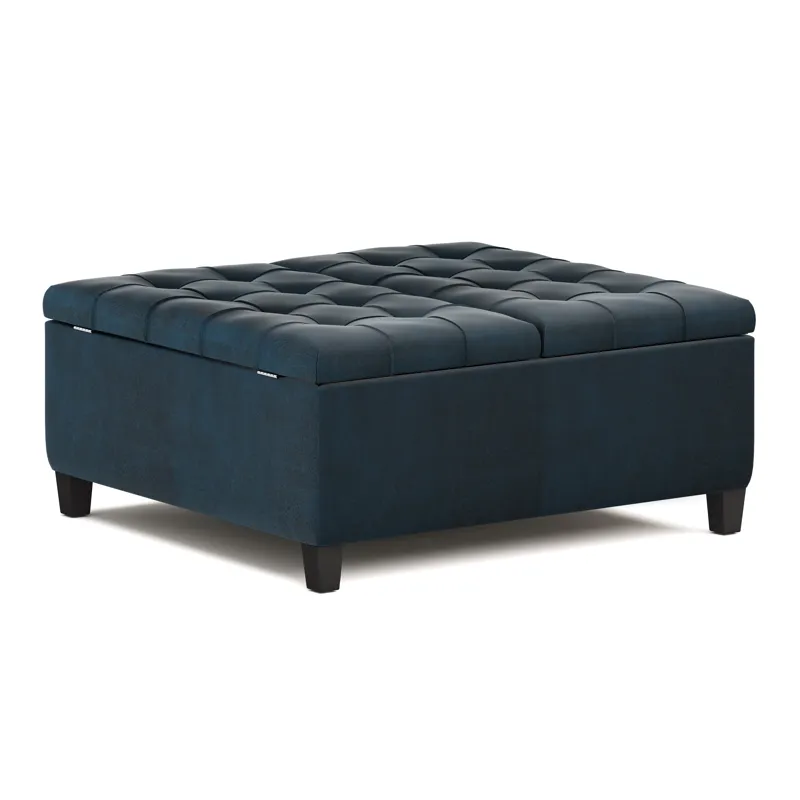 Harrison - Coffee Table Storage Ottoman - Distressed Dark Blue