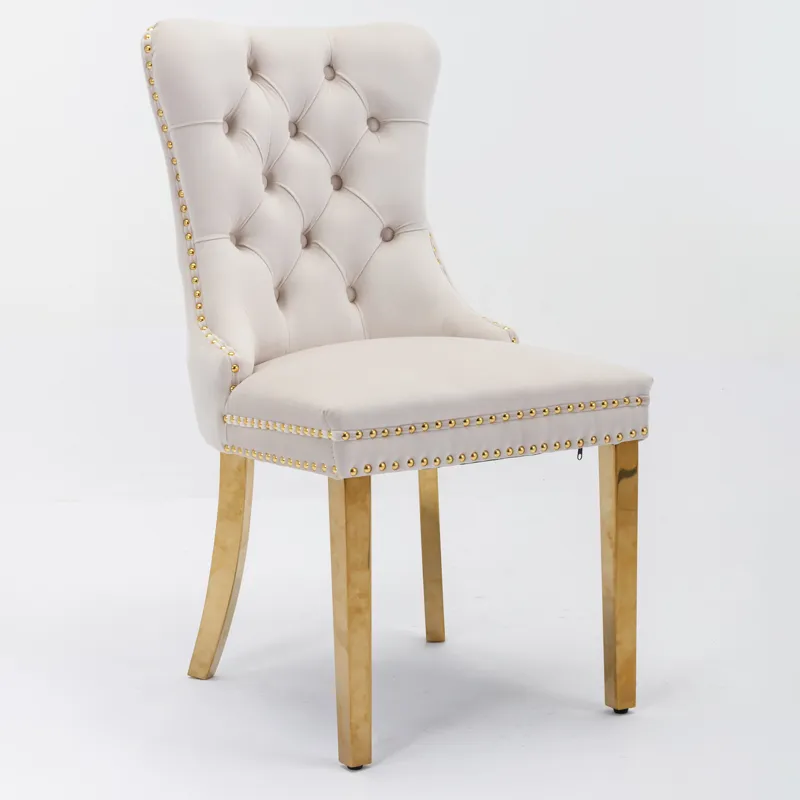 Nikki - Modern, High-End Tufted Solid Wood Contemporary Velvet Upholstered Dining Chair With Golden 