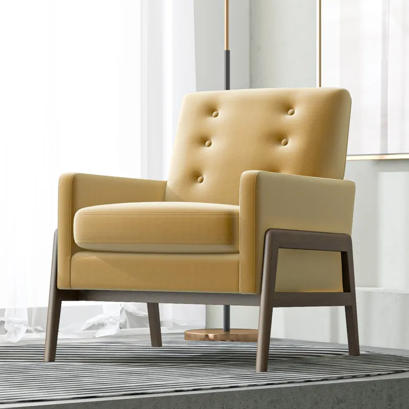 Cole - Solid Wood Lounge Chair - Yellow