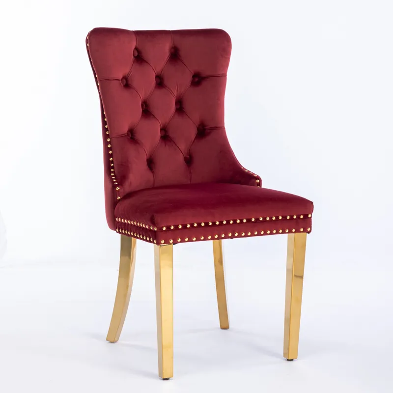 Nikki - Modern, High-End Tufted Solid Wood Contemporary Velvet Upholstered Dining Chair With Golden 