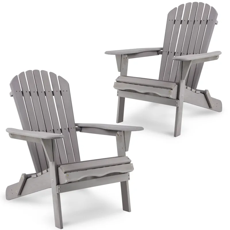 Wood Lounge Patio Chair For Garden Outdoor Wooden Folding Adirondack Chair (Set of 2) Solid Cedar Wo