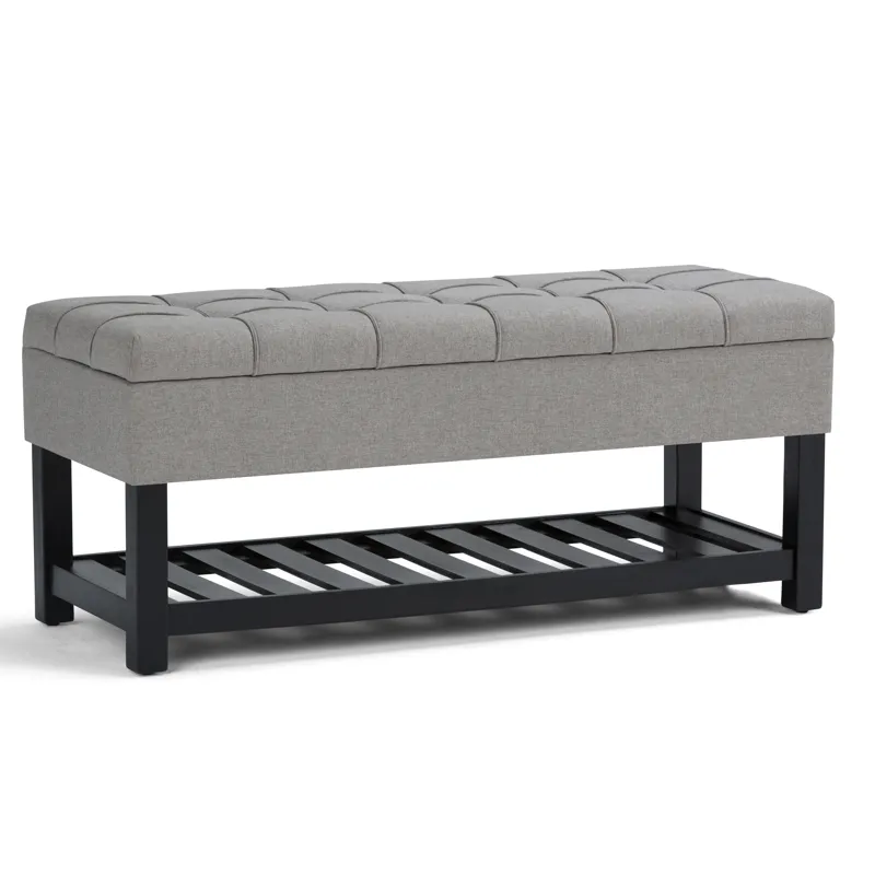 Saxon - Storage Ottoman Bench - Dove Grey
