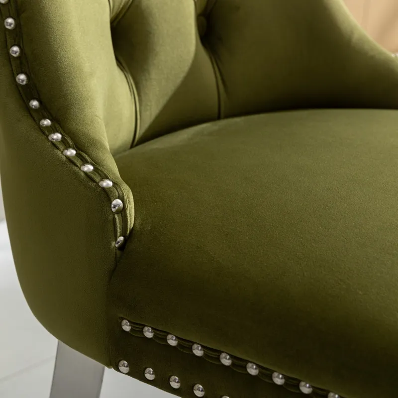 Nikki - Modern, High-End Tufted Solid Wood Contemporary Velvet Upholstered Dining Chair With Chrome 