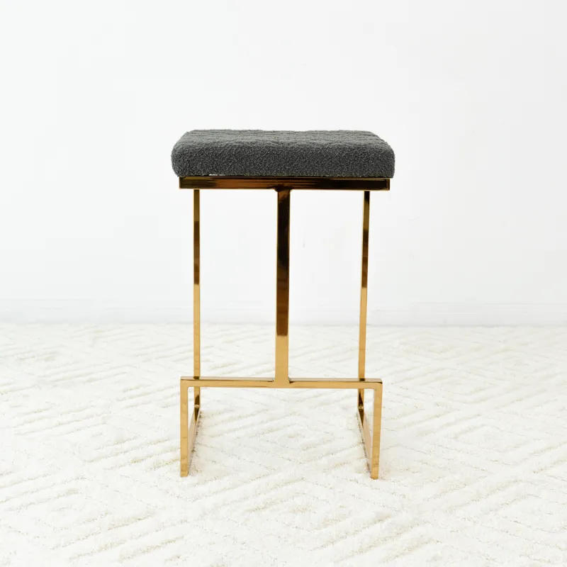 Joel - Mid-Century Modern Luxury Upholstered Stool - Gray