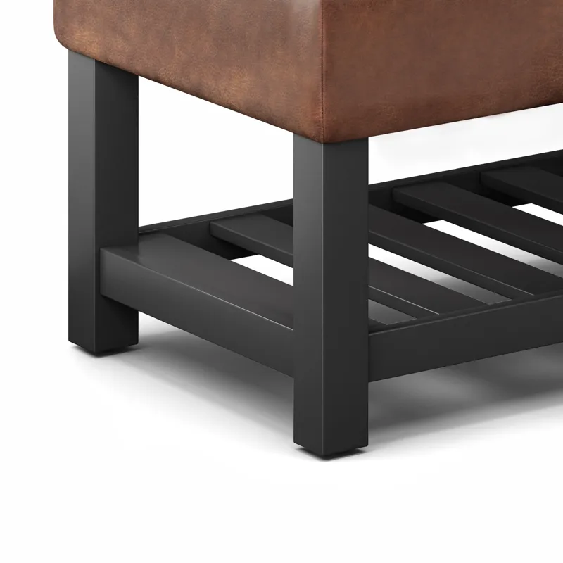 Cosmopolitan - Storage Ottoman Bench with Open Bottom - Distressed Saddle Brown