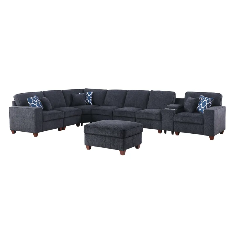 Lily - Sectional Sofa With Ottoman - Black