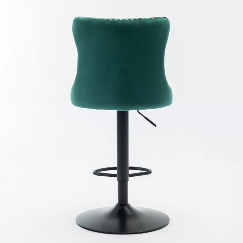 Swivel Velvet Barstools Adjusatble Seat Height, Modern Upholstered Bar Stools With Backs Comfortable