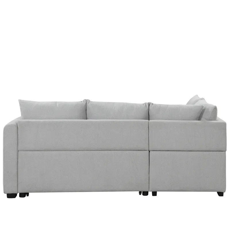 L-Shaped Sectional Pull Out Sofa Bed Sleeper Sofa With Two USB Ports, Two Power Sockets And A Movabl