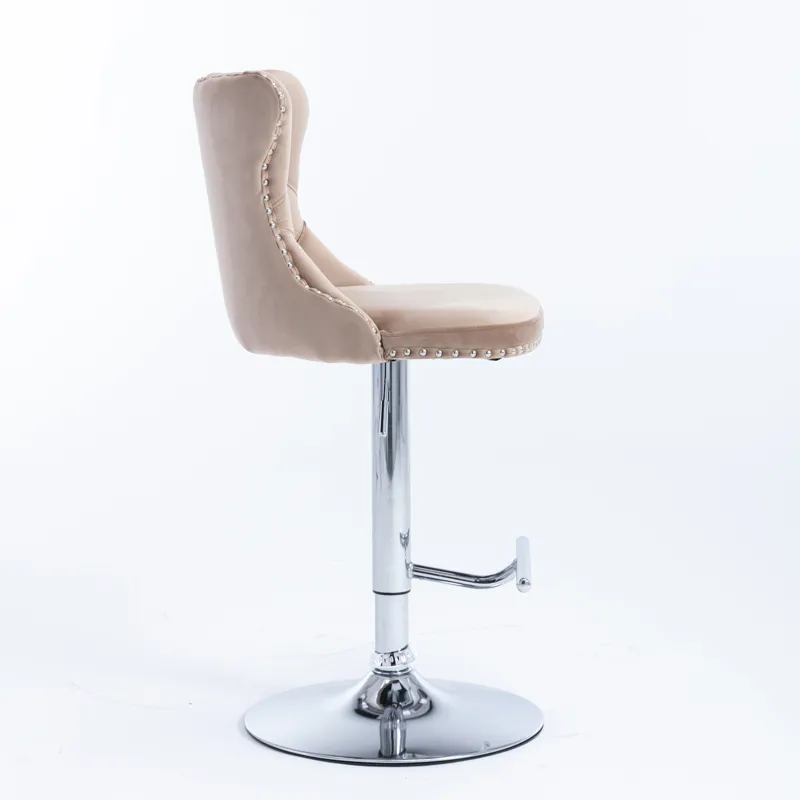 Swivel Velvet Barstools Adjusatble Seat Height From 25-33\", Modern Upholstered Chrome Base Bar Stoo