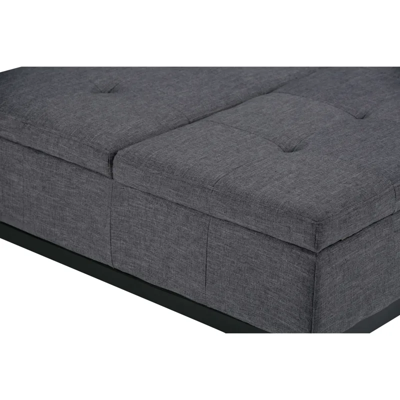 Dover - Square Coffee Table Storage Ottoman - Slate Grey