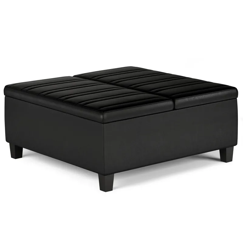 Ellis - Coffee Table Storage Ottoman - Distressed Black