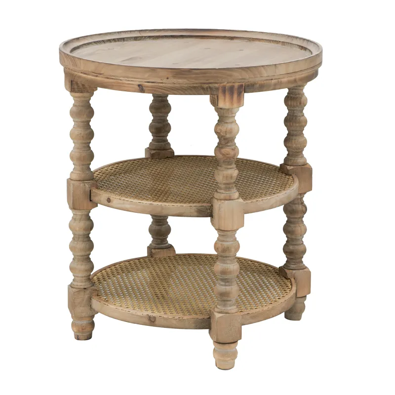Round 3 Tiered Side Tabel, Natural End Tabel For Lving Room Bedroom Entryway - Brown