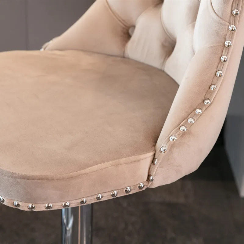 Swivel Velvet Barstools Adjusatble Seat Height From 25-33\", Modern Upholstered Chrome Base Bar Stoo