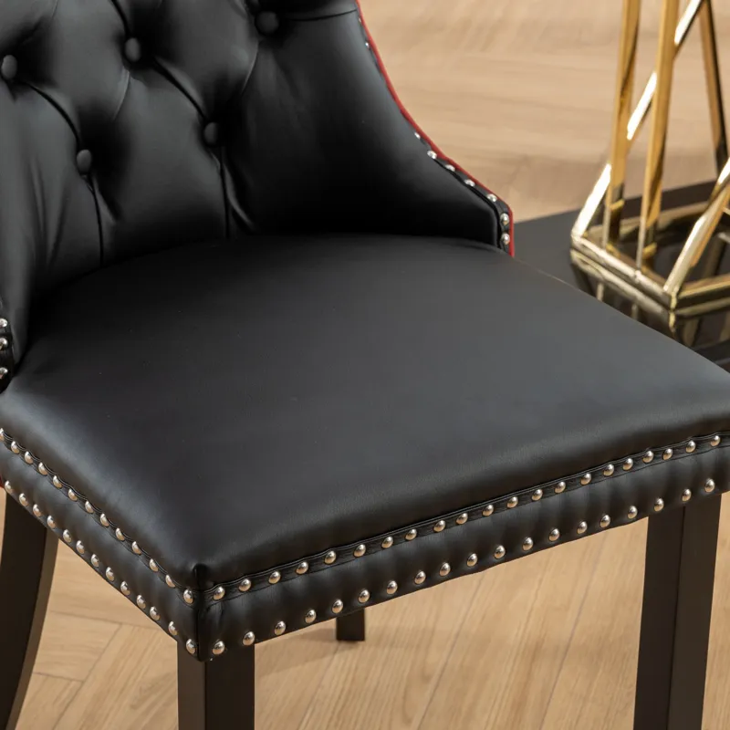 Nikki - Modern, High-End Tufted Solid Wood Contemporary PU And Velvet Upholstered Dining Chair With 