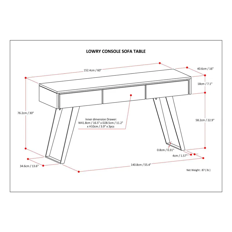 Lowry - Console Sofa Table - Distressed Charcoal Brown