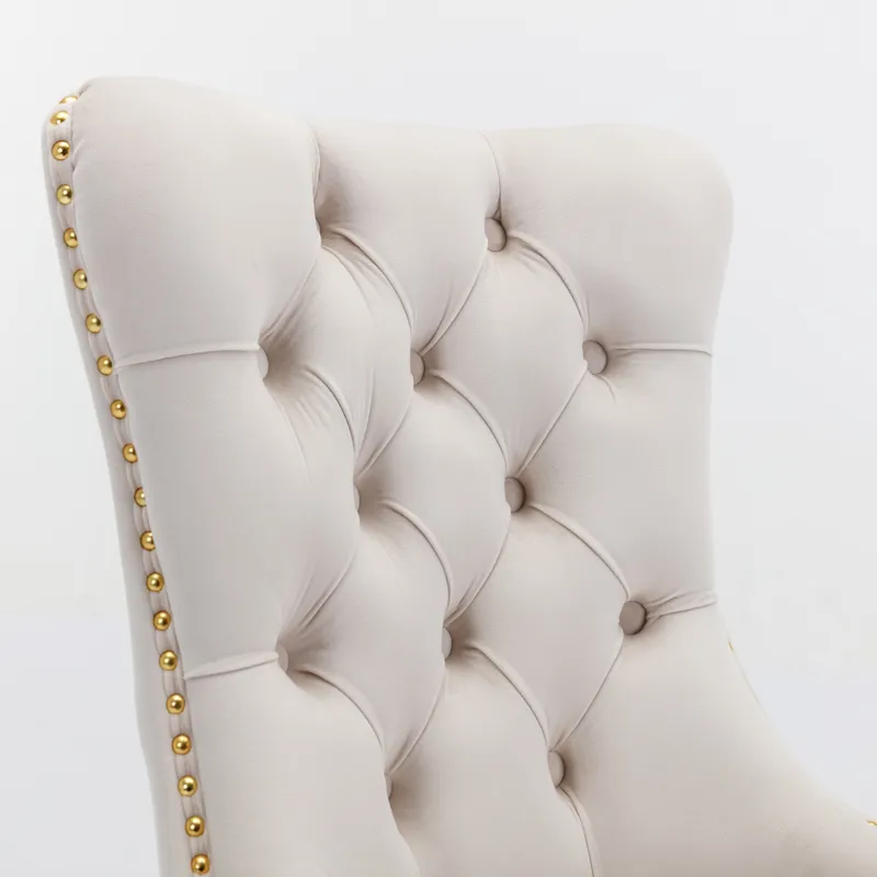 Nikki - Modern, High-End Tufted Solid Wood Contemporary Velvet Upholstered Dining Chair With Golden 