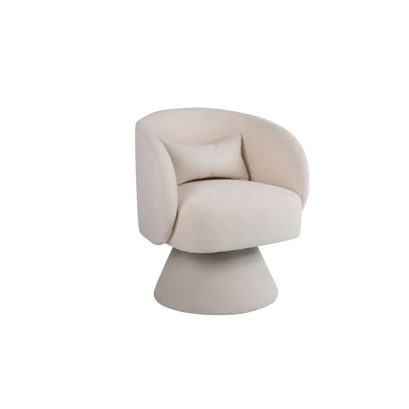 26.4\" Swivel Accent Chair Armchair, Round Barrel Chair In Fabric For Living Room Bedroom - Beige
