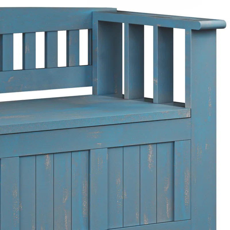 Acadian - Entryway Storage Bench - Distressed Coastal Blue