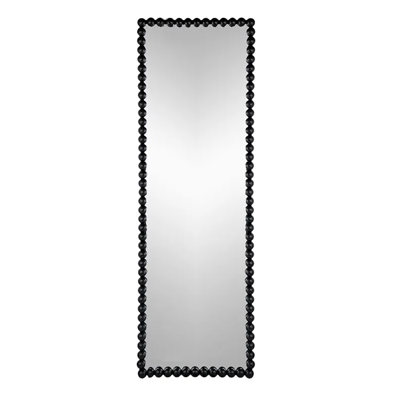 Full Length Mirror With Metal Beaded Frame, Rectangular Oversized Mirror For Living Room Bedroom - B