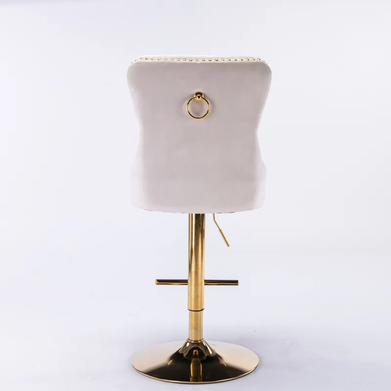 Thick Golden Swivel Velvet Barstools Adjusatble Seat Height From 27-35\", Modern Upholstered Bar Sto