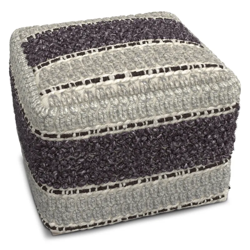 Grady - Square Pouf - Magenta / Natural