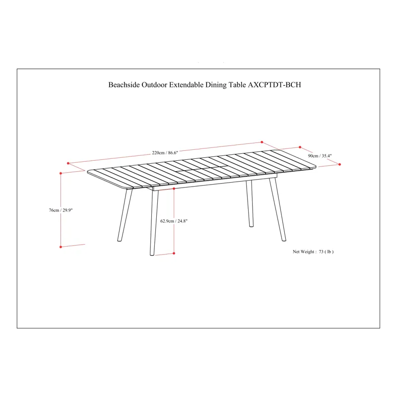 Beachside - Outdoor Extendable Dining Table - Light Teak