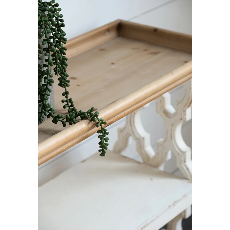 Distressed Shelf Tray, French Country Console Table - White / Natural