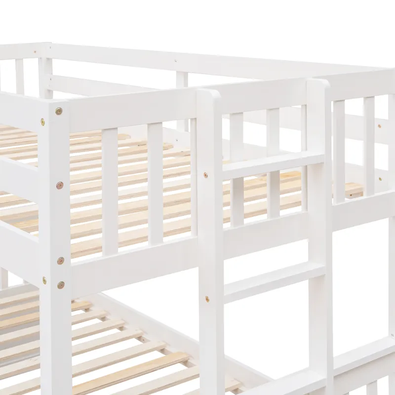 Twin Over Full Bunk Bed With Twin Size Trundle, Separable Bunk Bed With Drawers For Bedroom - White