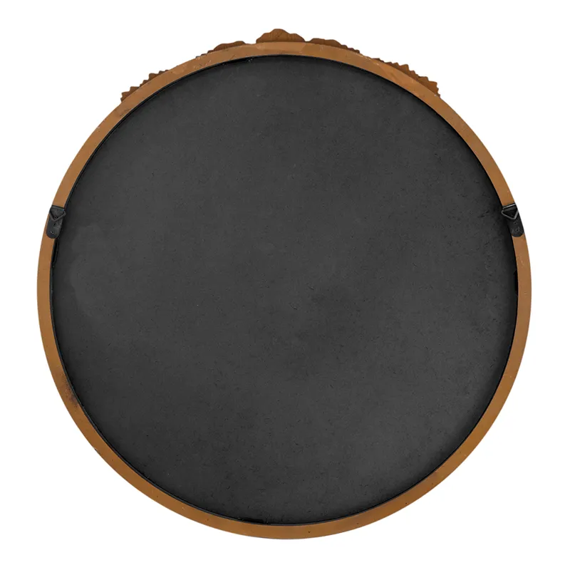 Round Hand Carved Rose Antique Mirror Frame, Wall Mirror For Live Space, Bathroom, Entryway Wall Dec