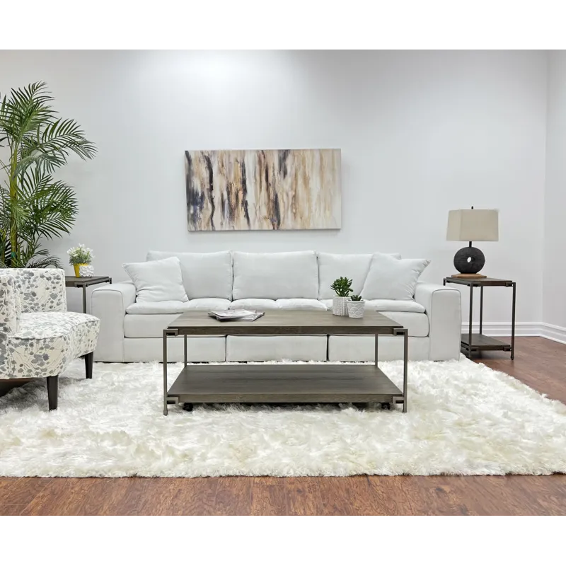 Corbeta - 3 Piece Metal Frame Wood Living Room Coffee Table And 2 Chairside Tables Set, Aged Graphit