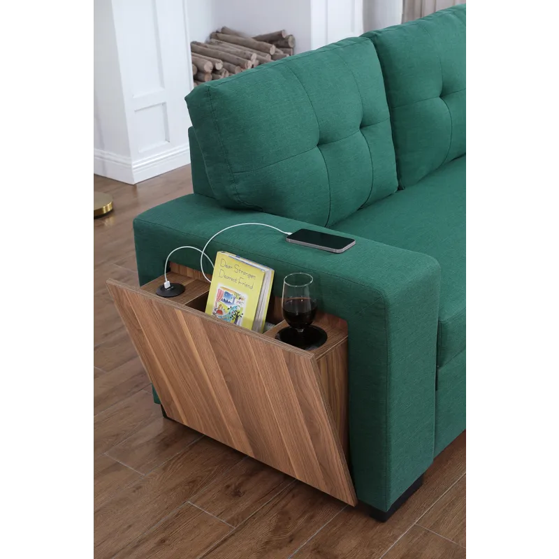 3 Piece Upholstered Sectional - Green