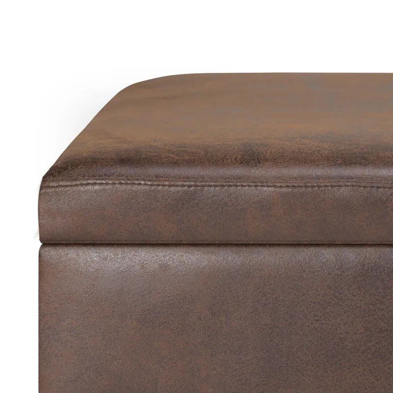 Owen - Small Rectangular Storage Ottoman - Distressed Chestnut Brown