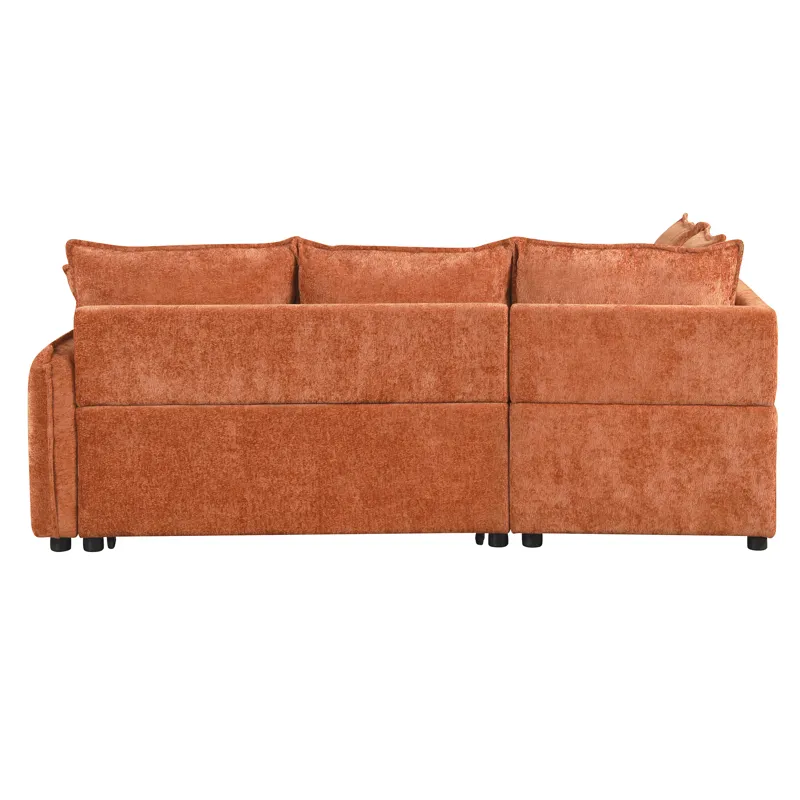 Convertible Sofa Bed Sectional Sofa Sleeper L-Shaped Sofa With A Storage Ottoman, Two Pillows, Two P