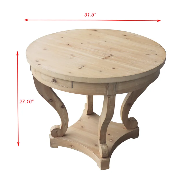 Curved Legs Farmhouse Style Small Size Round Dining Table End Table Side Table Coffee Table For Dine