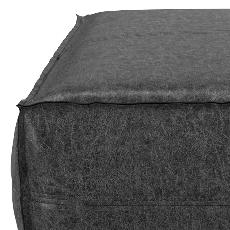 Brody - Extra Large Coffee Table Pouf - Distressed Black