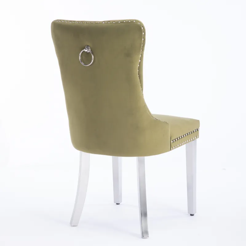 Nikki - Modern, High-End Tufted Solid Wood Contemporary Velvet Upholstered Dining Chair With Chrome 