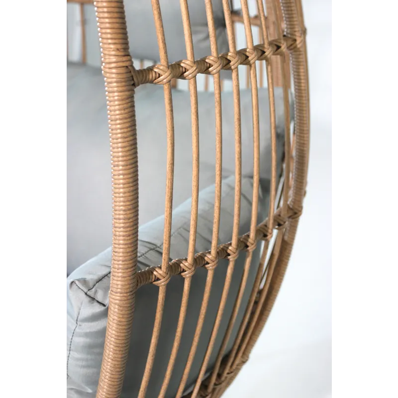 Outdoor Garden Wicker Egg Chair And Footstool Patio Chaise, With Cushions, Outdoor Indoor Basket Cha