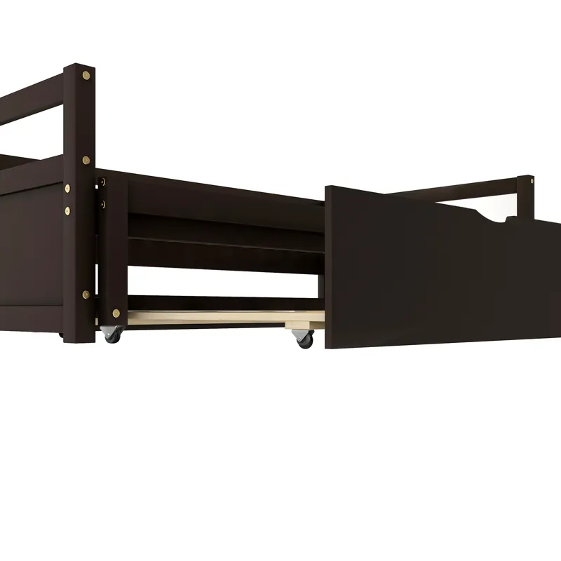 Extending Daybed With Trundle, Wooden Daybed With Trundle - Espresso