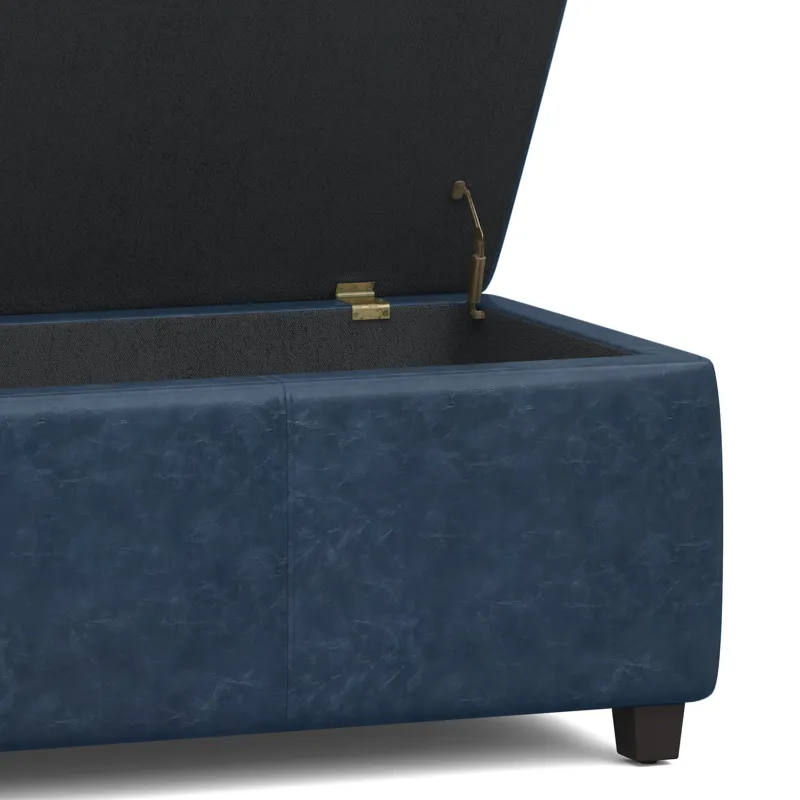 Avalon - Storage Ottoman Bench - Denim Blue