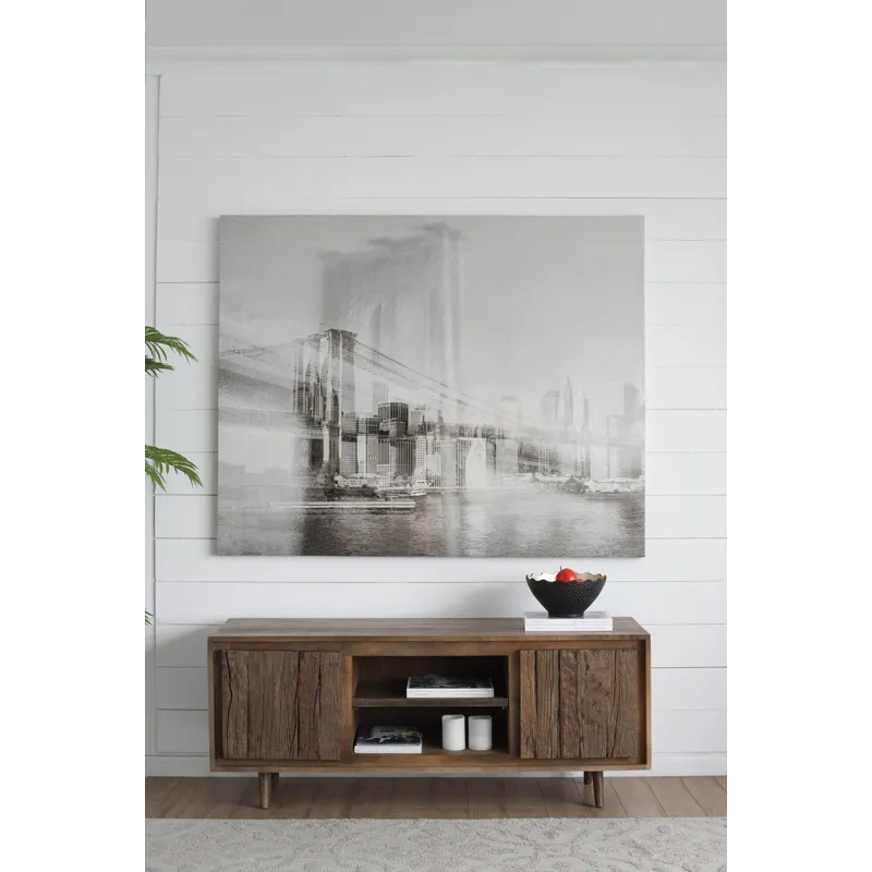TV Cabinet With Recycle Wood 2 Door - Brown