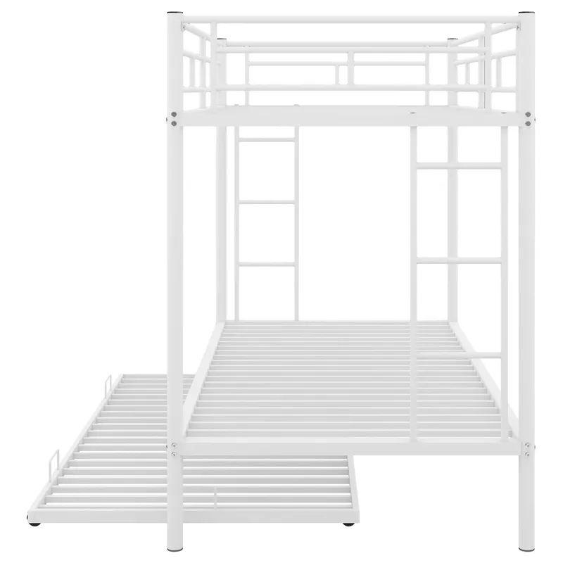 Twin Over Twin Bunk Bed With Trundle - White